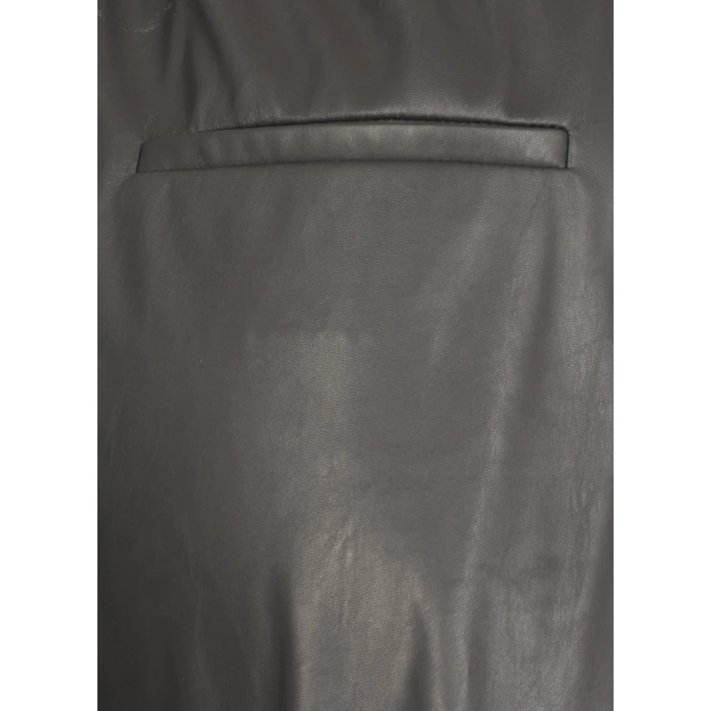 Antonelli Firenze Grijze Leren Broek Elastische Taille Zakken Gray Dames