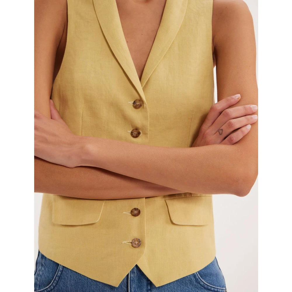 Ines De La Fressange Paris Citroen Linnen Vest Yellow Dames