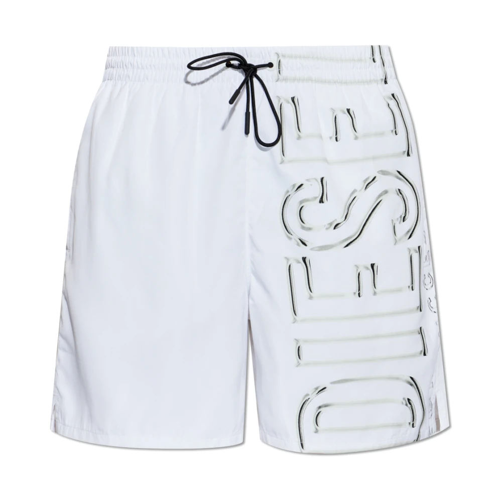 Diesel Men's White Soccer-41-D-Core Swim Shorts - Beachwear - S - Swimwear