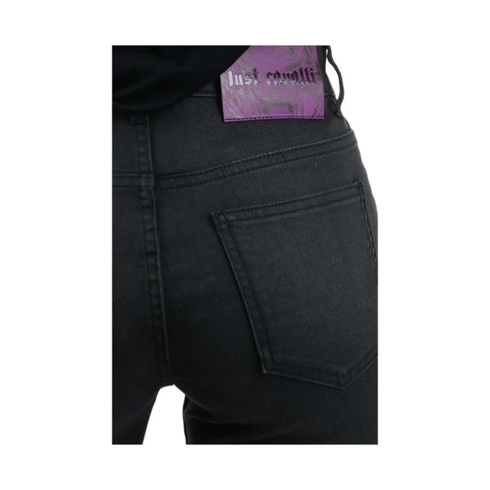 Just Cavalli Zwarte Katoenen Hars Gecoate Slim Jeans Black Dames