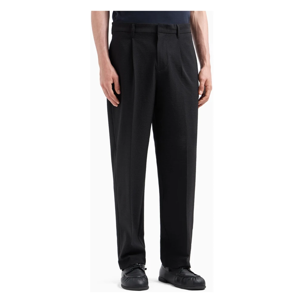 Emporio Armani Zwarte Broek met Haak en Rits Black Heren