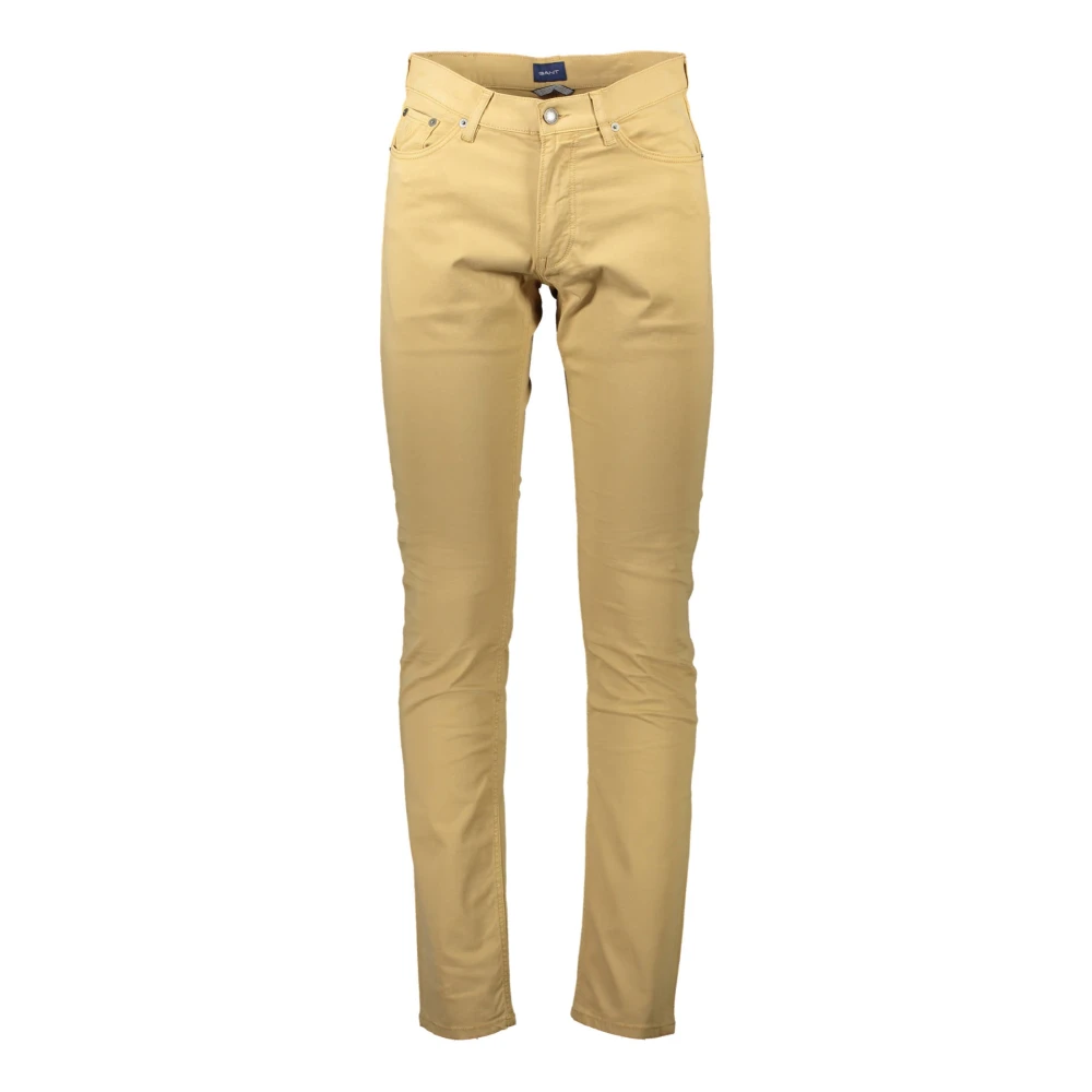 Gant Men's Beige Trousers 5 Pockets Zip Button Logo - Chinos - W30 L34 - Trousers