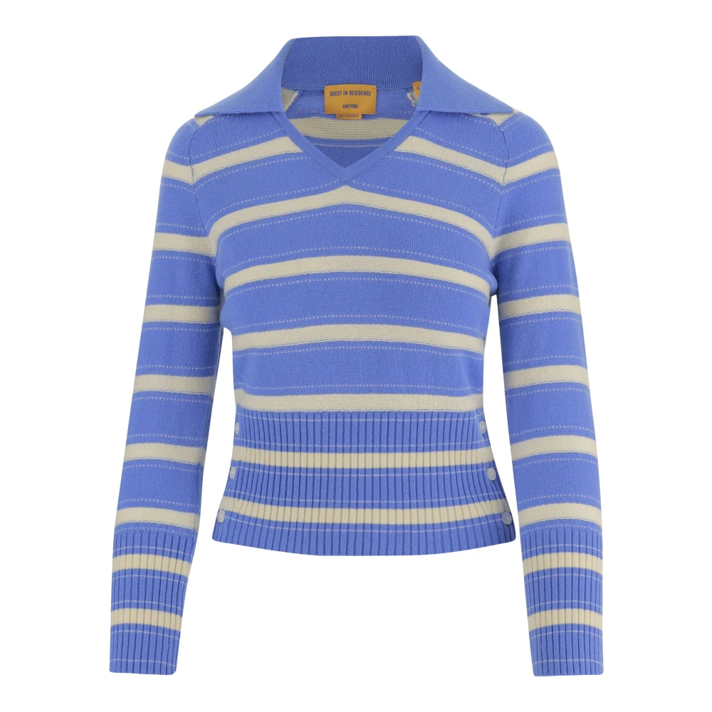 Guest In Residence Blue V-Neck Knitwear, Female, Xs, Port Polo