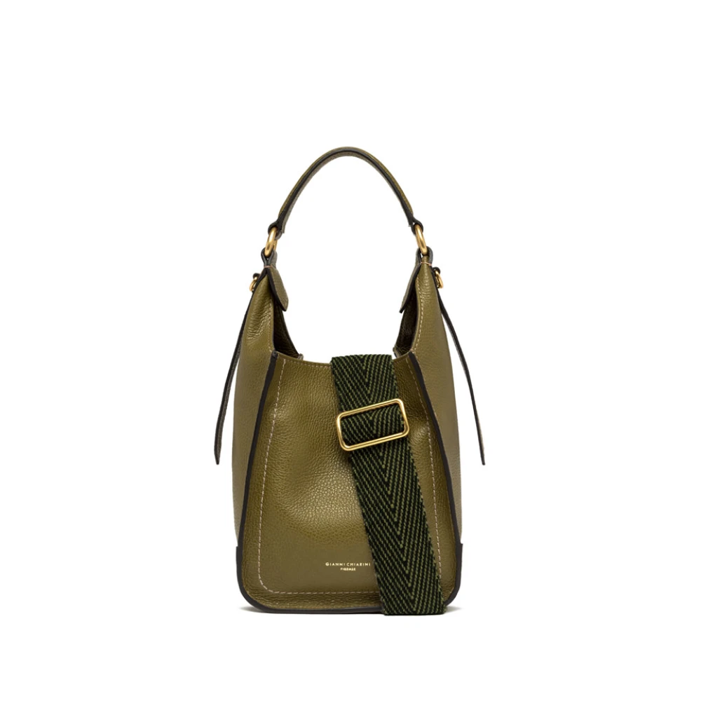 Gianni Chiarini Sportieve leren tas met ruwe snit Green Dames