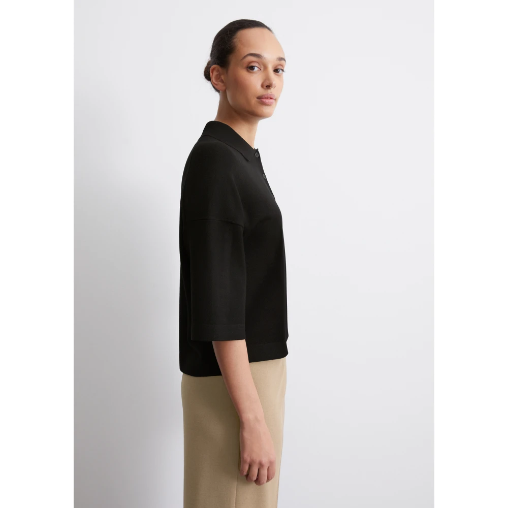 Marc O'Polo Fijngebreid poloshirt los Black Dames