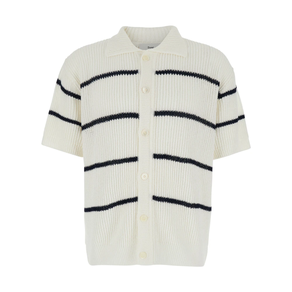 Dunst Gestreept gebreid poloshirt in het wit White Heren