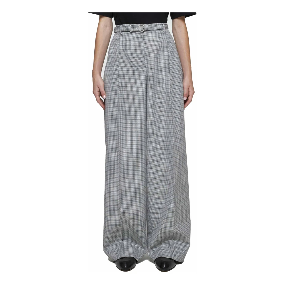 Jil Sander Grijze Geruite Wollen Broek Gray Dames