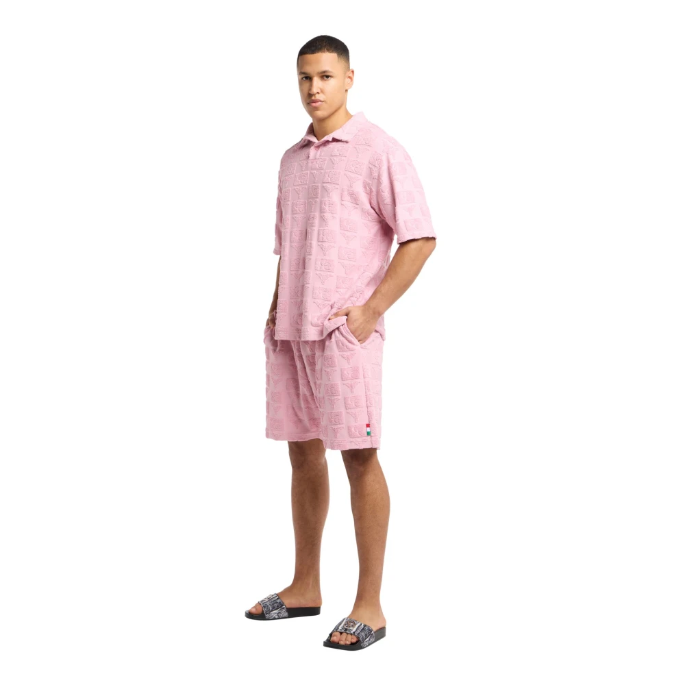 carlo colucci Terry Insert Oversize Streetwear Shorts Pink Heren
