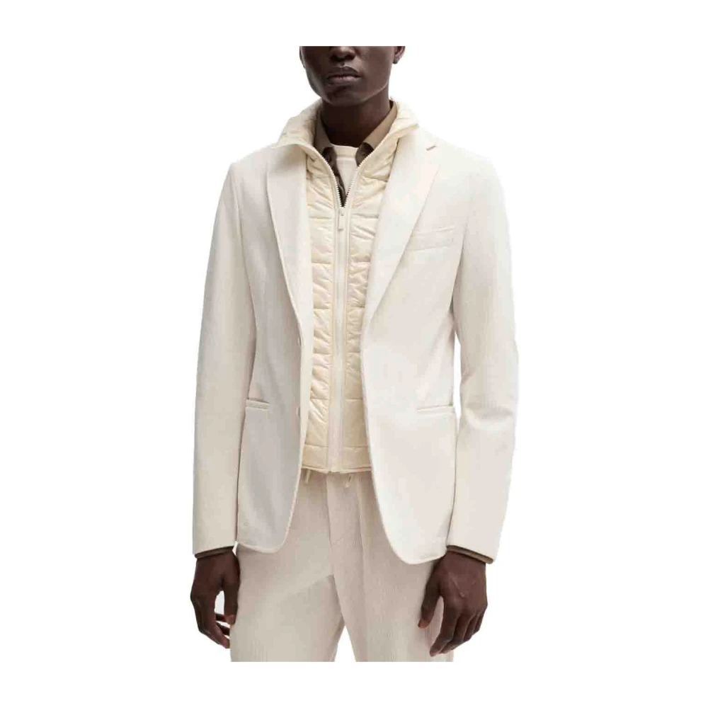 Hugo Boss Slim Fit Corduroy Jacket White Heren