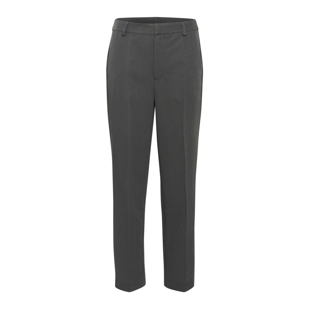 Kaffe Hoge Taille Rechte Pijp Ritsbroek Zwart Gray Dames