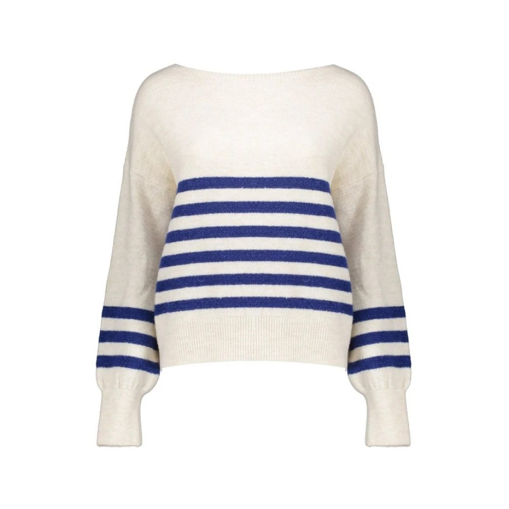 Geisha Gestreepte gebreide pullover in blauw lurex White Dames