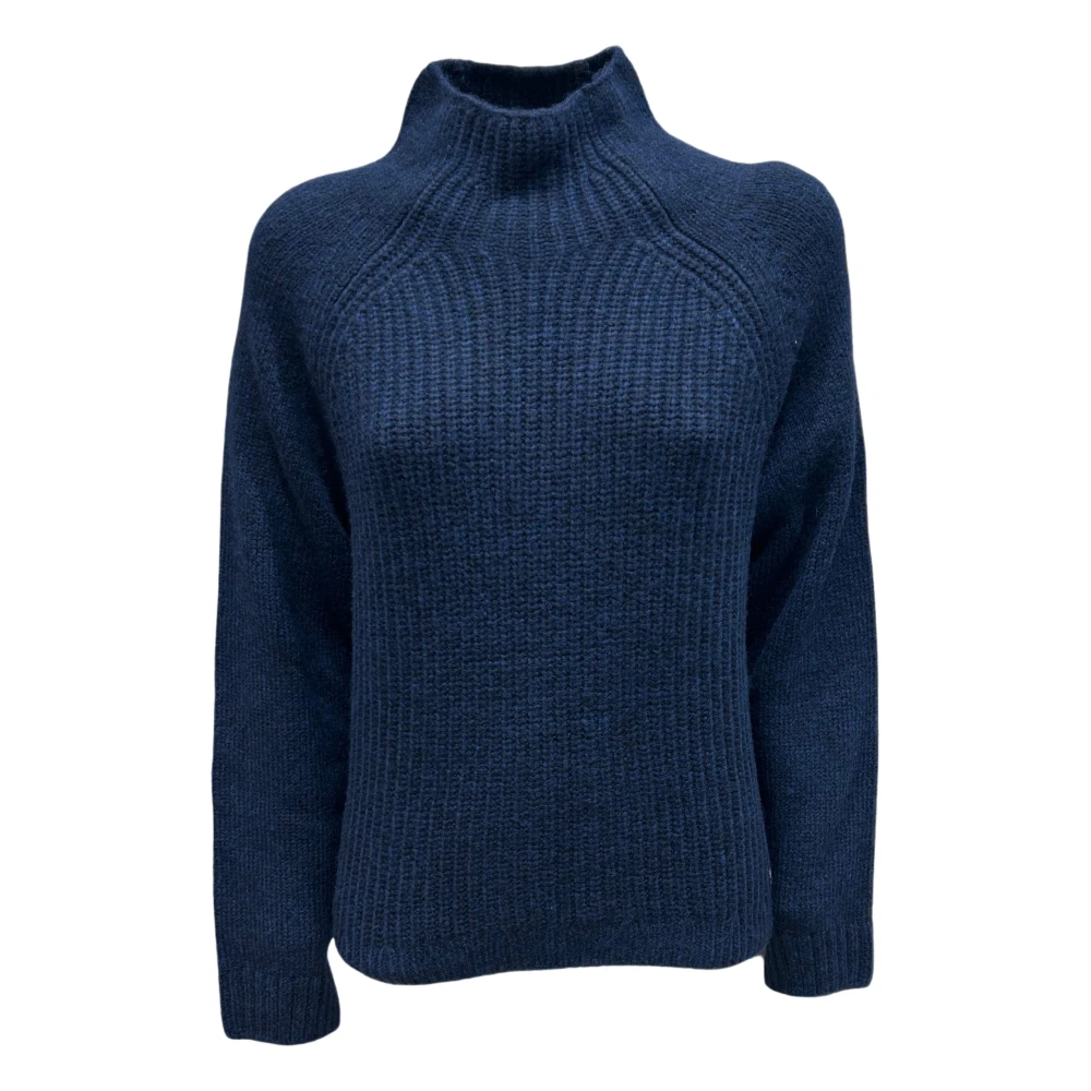 True Religion Oversized Gebreide Trui met Opstaande Kraag Blue Dames