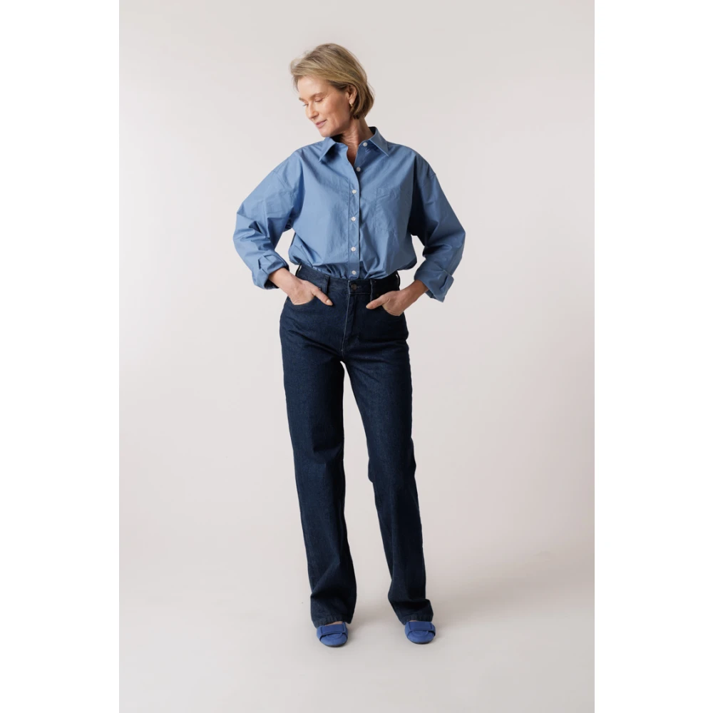Filippa K Hoge Taille Rechte Jeans Blue Dames