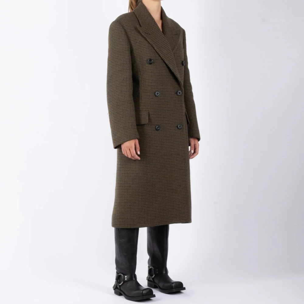 Acne Studios Khaki Wollen Jas Green Dames