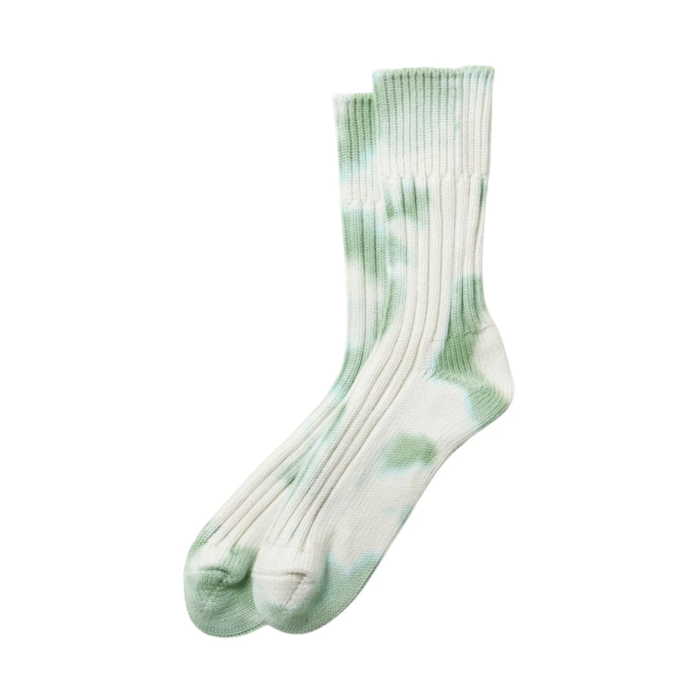 RoToTo Geribbelde Tie Dye Crew Sokken White Heren