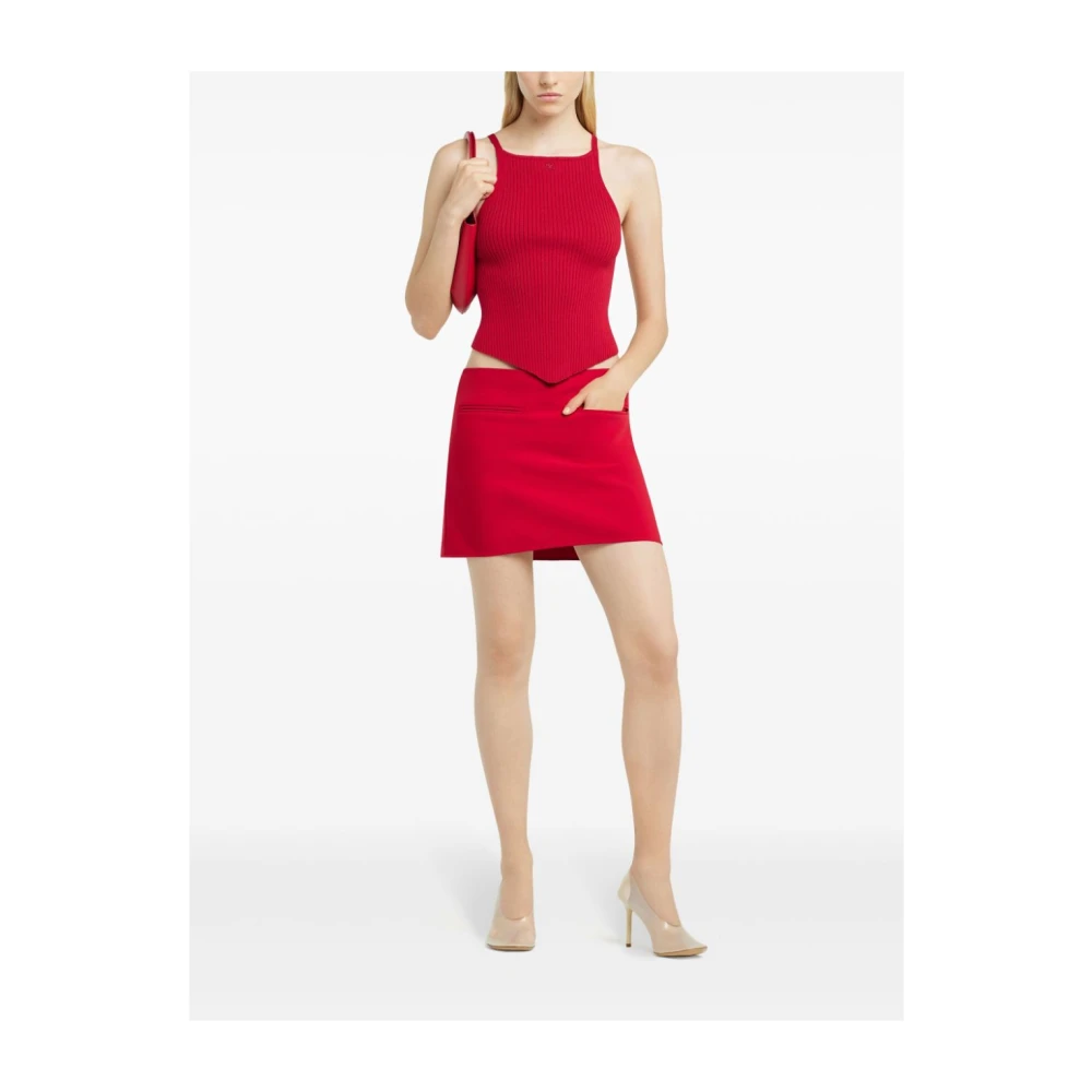 Courrèges Robijnrode Geribbelde Tanktop Red Dames