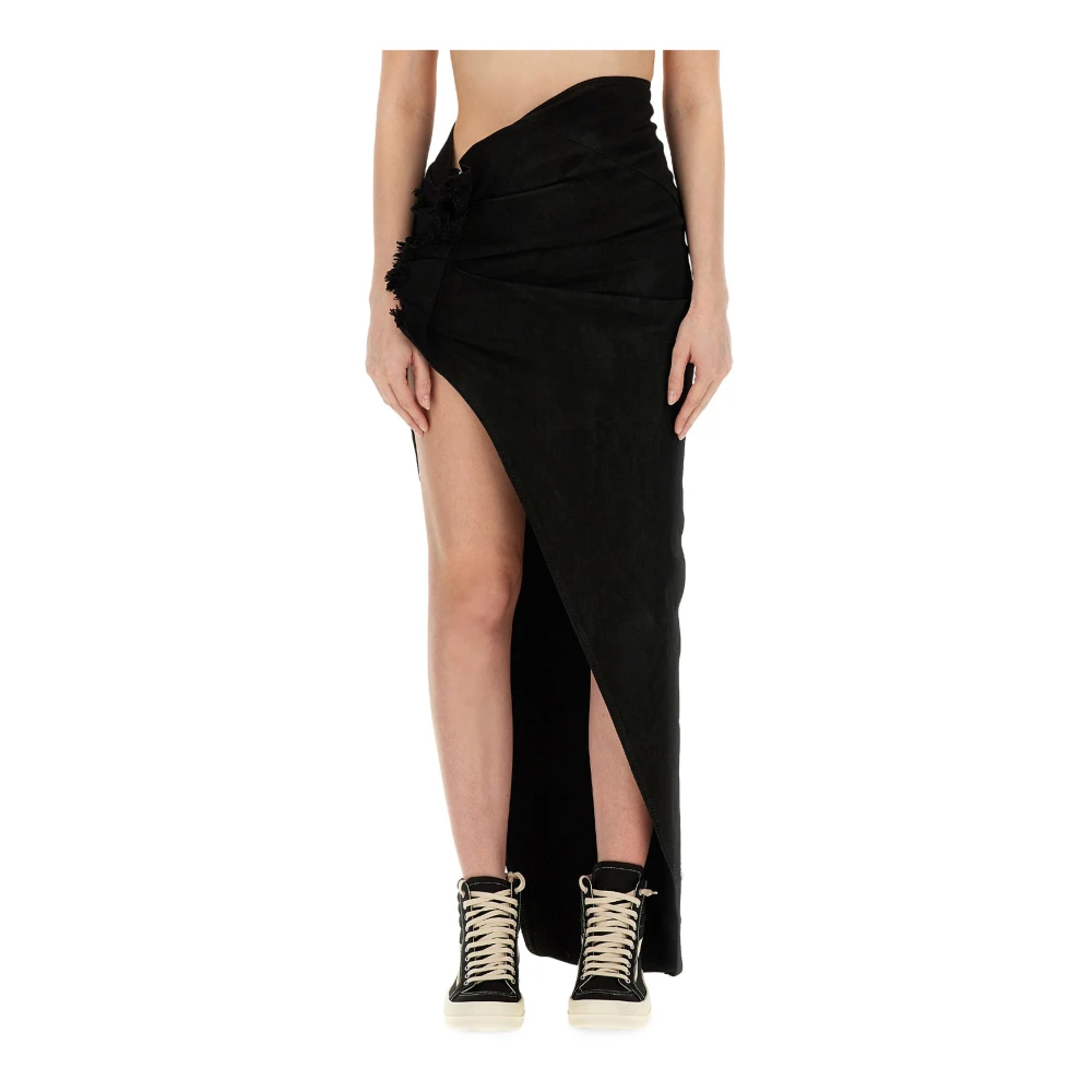 Rick Owens Black Edfu Skirt Long - Female - Maxi Skirts - L - Skirts