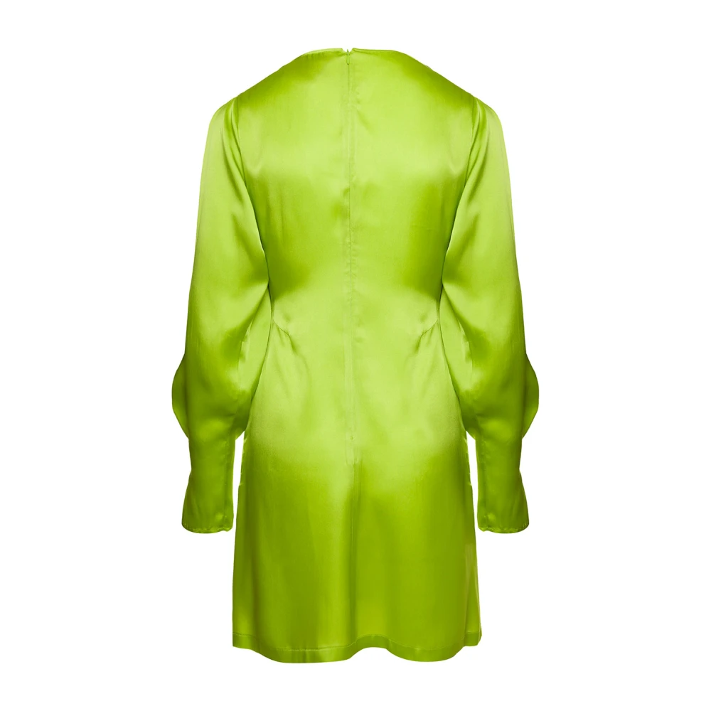 Semicouture Lime Green V-Neck Silk Blend Dress Green Dames