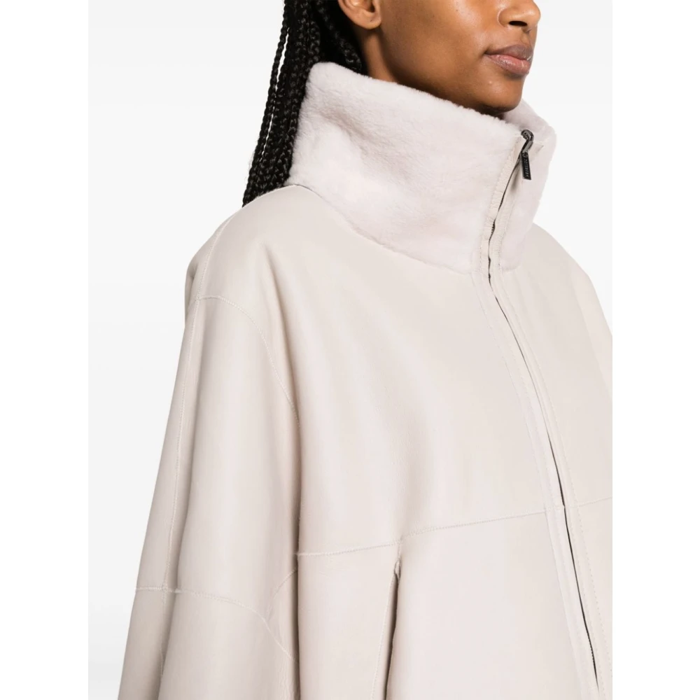 PESERICO Omkeerbare Beige Jas met Wijd Uitlopende Mouwen White Dames