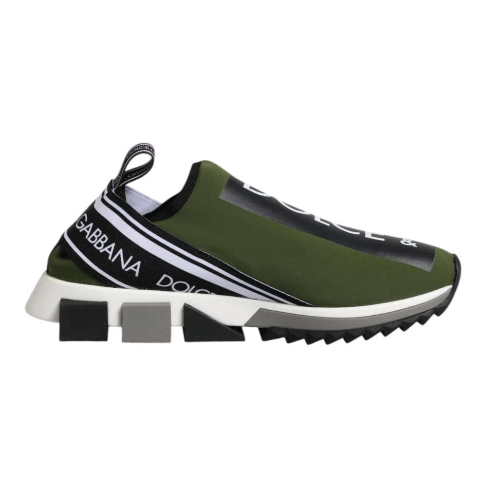 Dolce & Gabbana Men's Green Sneakers, 5 Uk, Logo Low Top Sorrento Trainers