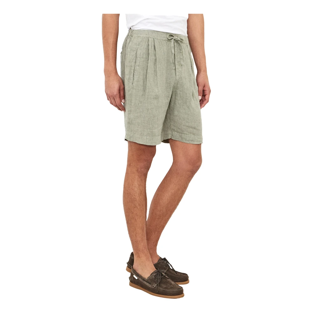 Massimo Alba Bruine Linnen Shorts Elastische Taille Regular Fit Brown Heren
