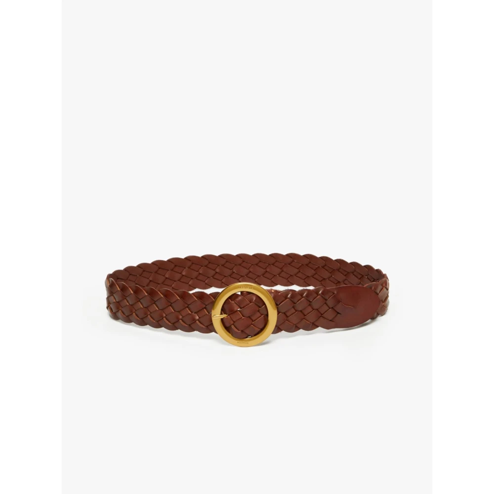 Max Mara Weekend Gevlochten leren riem met ronde gesp Brown Dames