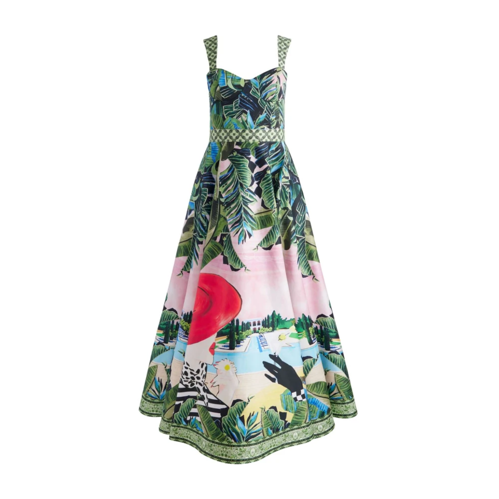 Alice + olivia Grafische Print Balconette Stijl Jurk Multicolor Dames