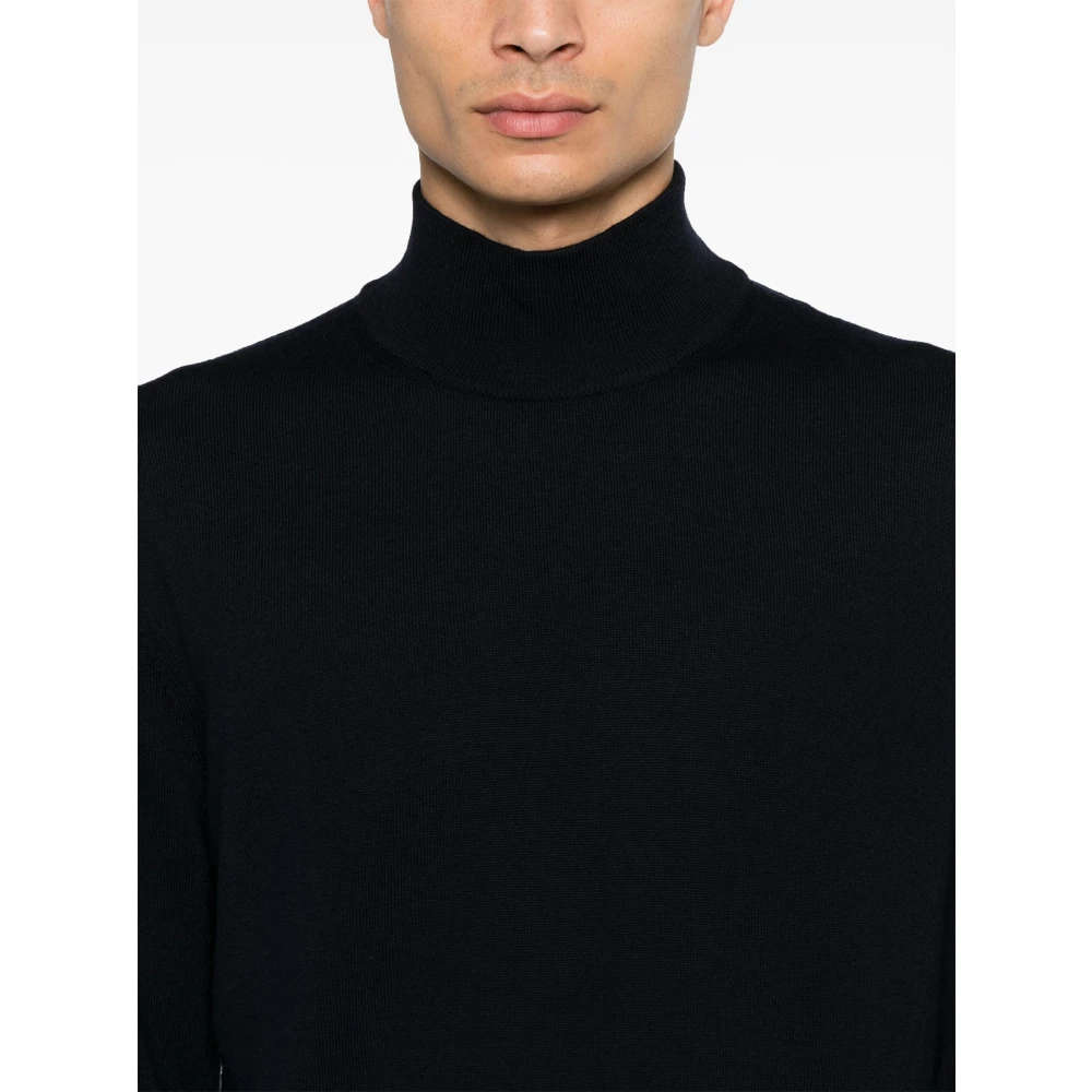 Corneliani Wollen Rollneck Sweater Blue Heren