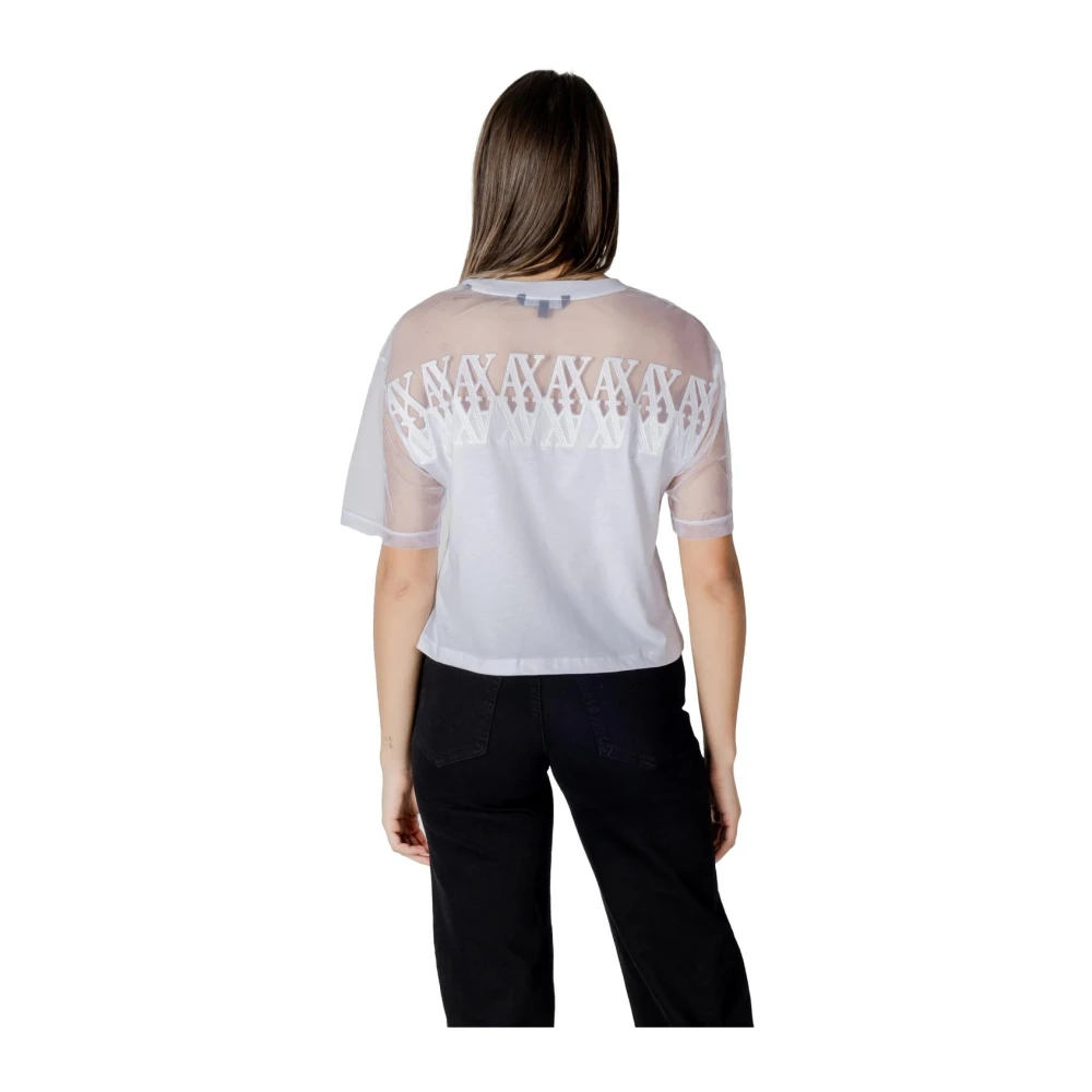 Armani Exchange Witte Katoenen T-shirt voor Vrouwen White Dames