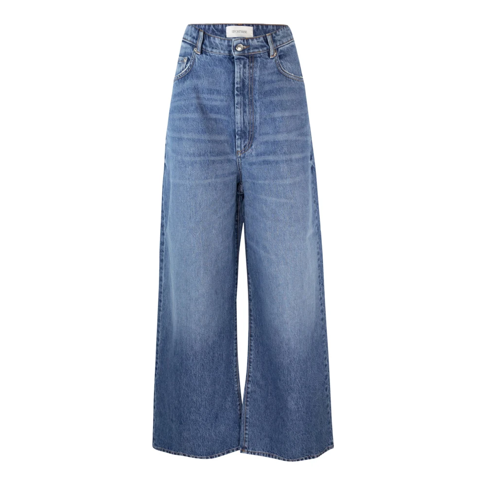 SPORTMAX Blauwe Oversize Lage Taille Wijde Pijp Jeans Blue Dames