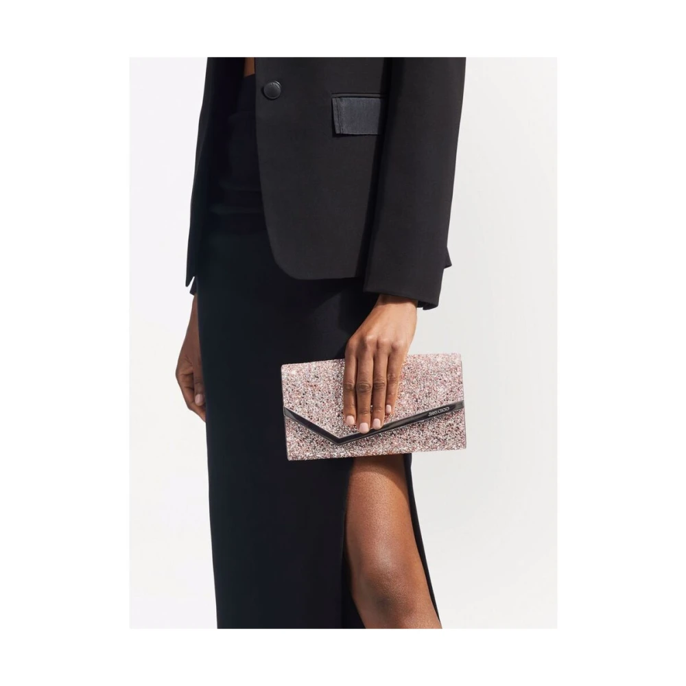Jimmy Choo Roze Glitter Textuur Clutch Pink Dames