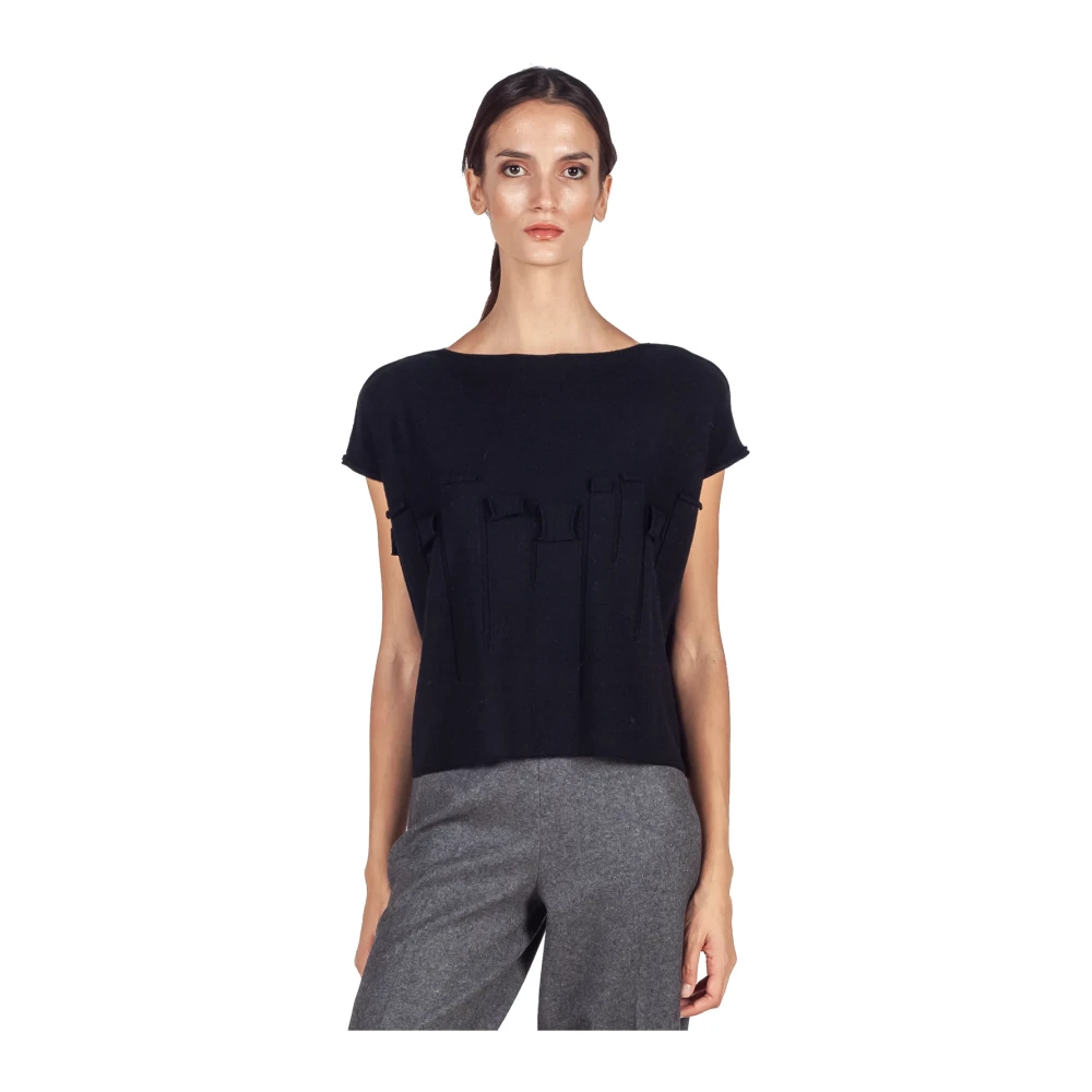 Liviana Conti Zwarte Applicatie Trui Vest Black Dames