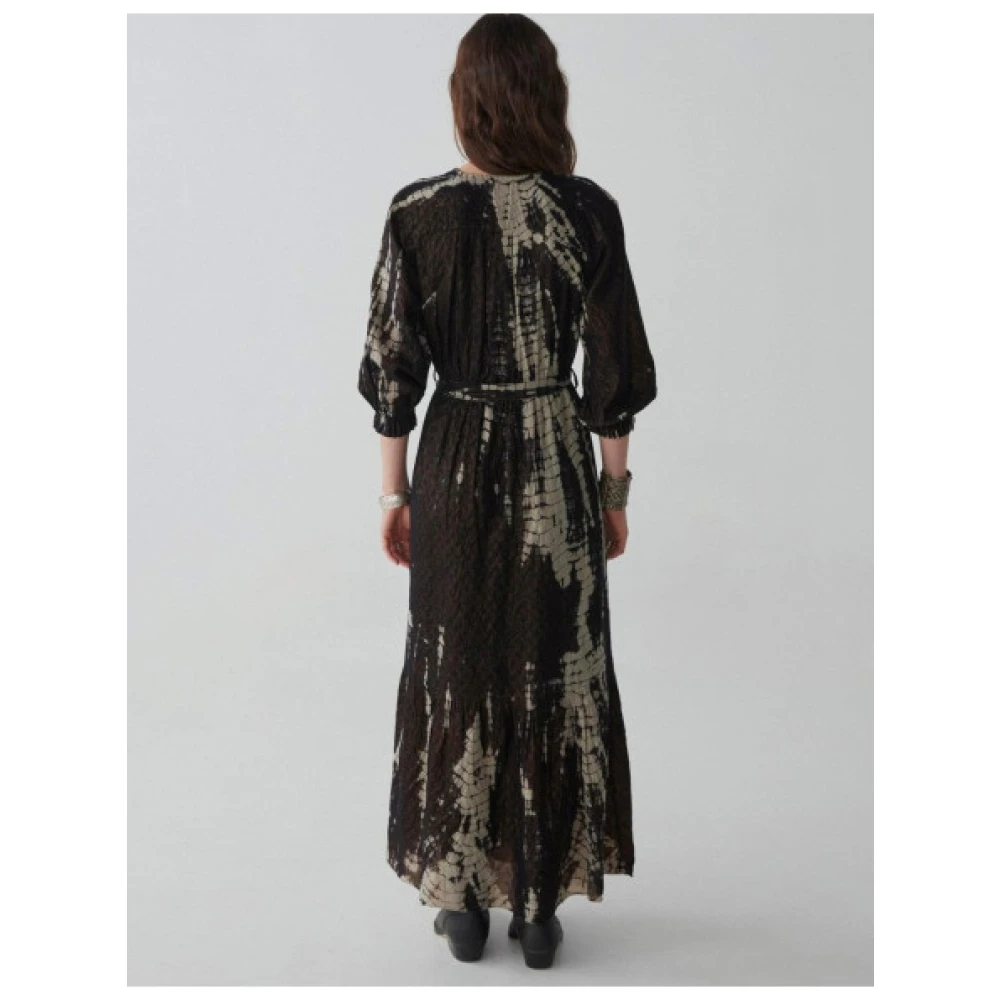 Maison Hotel Tie-Dye Maxi Jurk met Cross-Neck Blue Dames