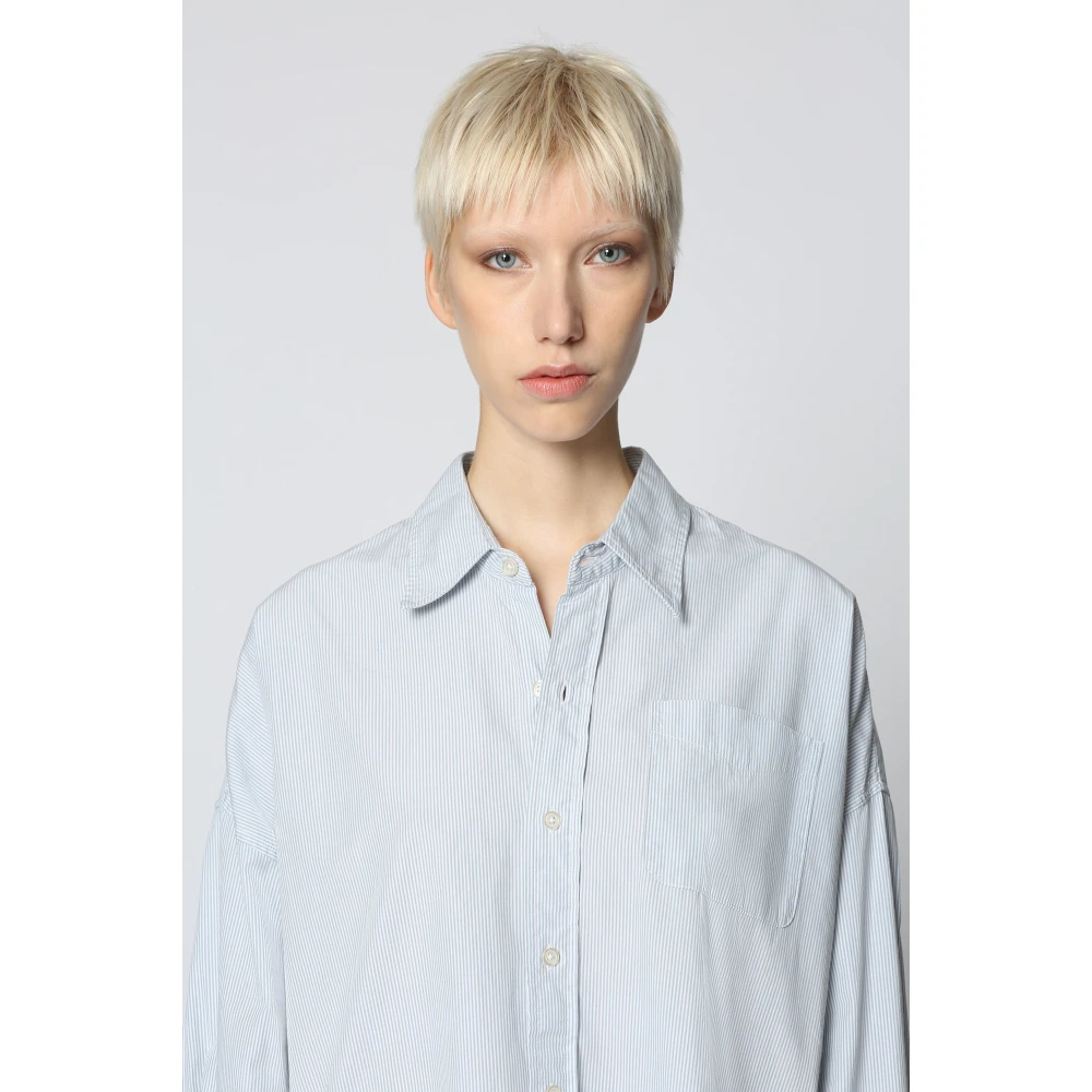 R13 Drop Neck Oxford Shirt Blue Dames