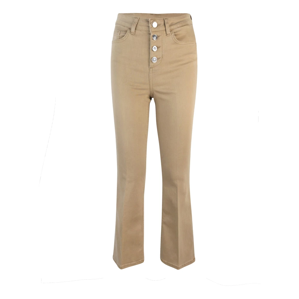 Liu Jo Hoge taille katoenen broek bottom up Beige Dames