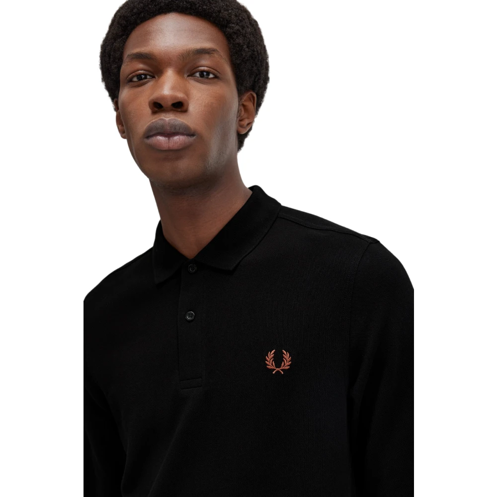 Fred Perry Zwarte Polo met Lange Mouwen van Katoen Black Heren