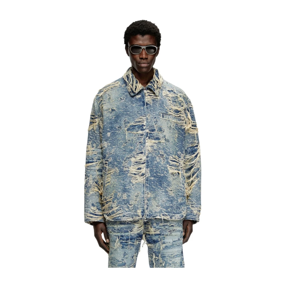 Diesel Denim jas met verweerde afwerking Blue Heren