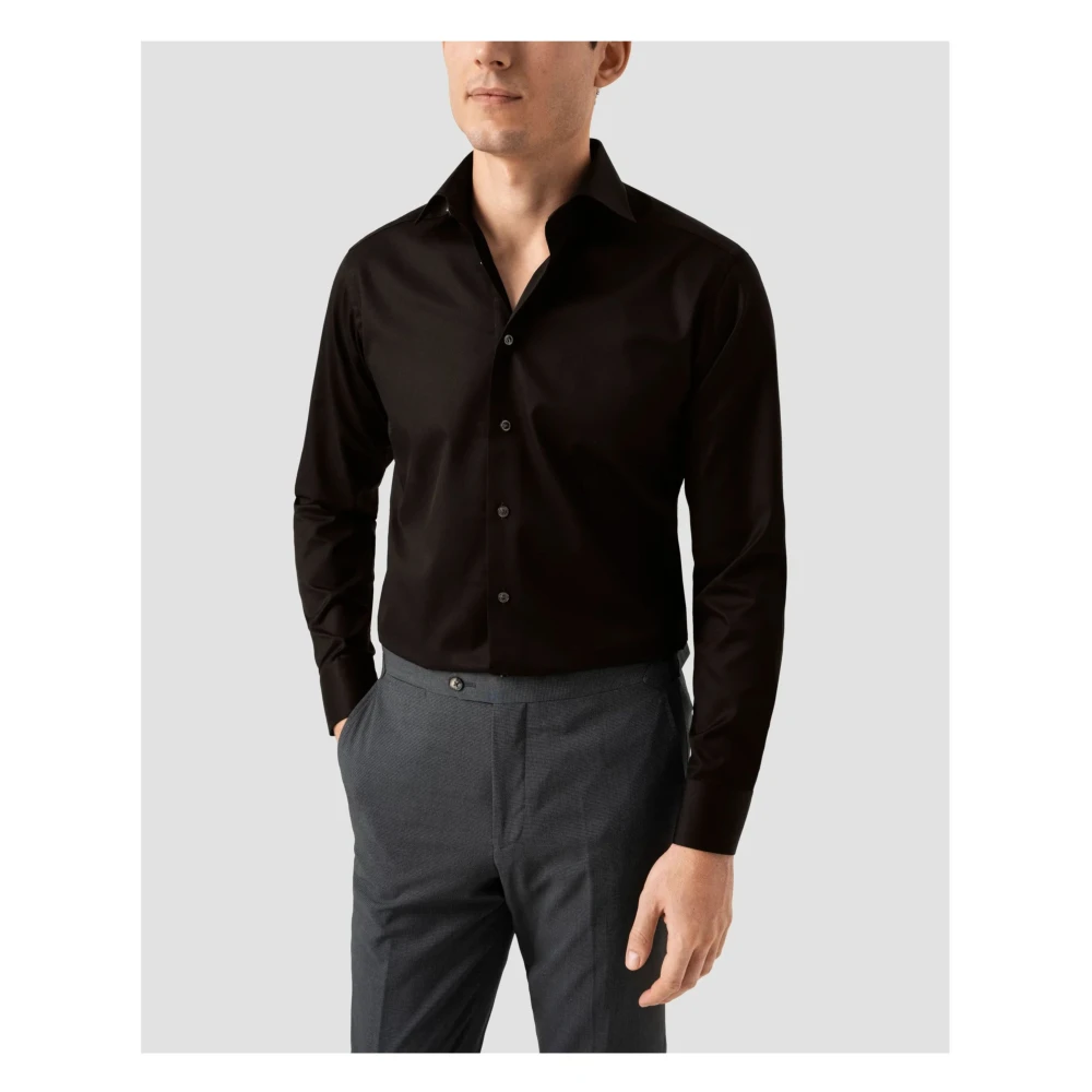 Eton Handtekening Twill Overhemd Zwart Black Heren