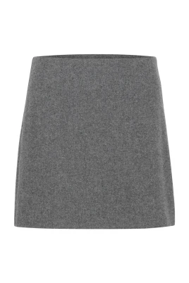 Grå Flanell Melange Kjol