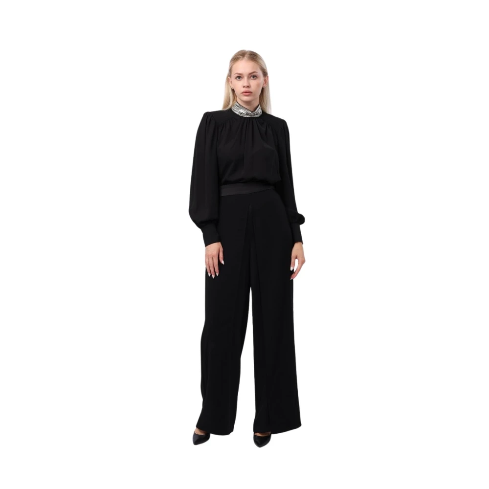 Liu Jo Wijde Broek Elegante Stijl Black Dames