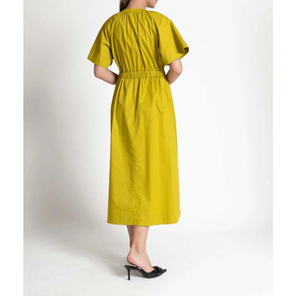 Kaos Midi Jurk met Koreaanse Halslijn Green Dames