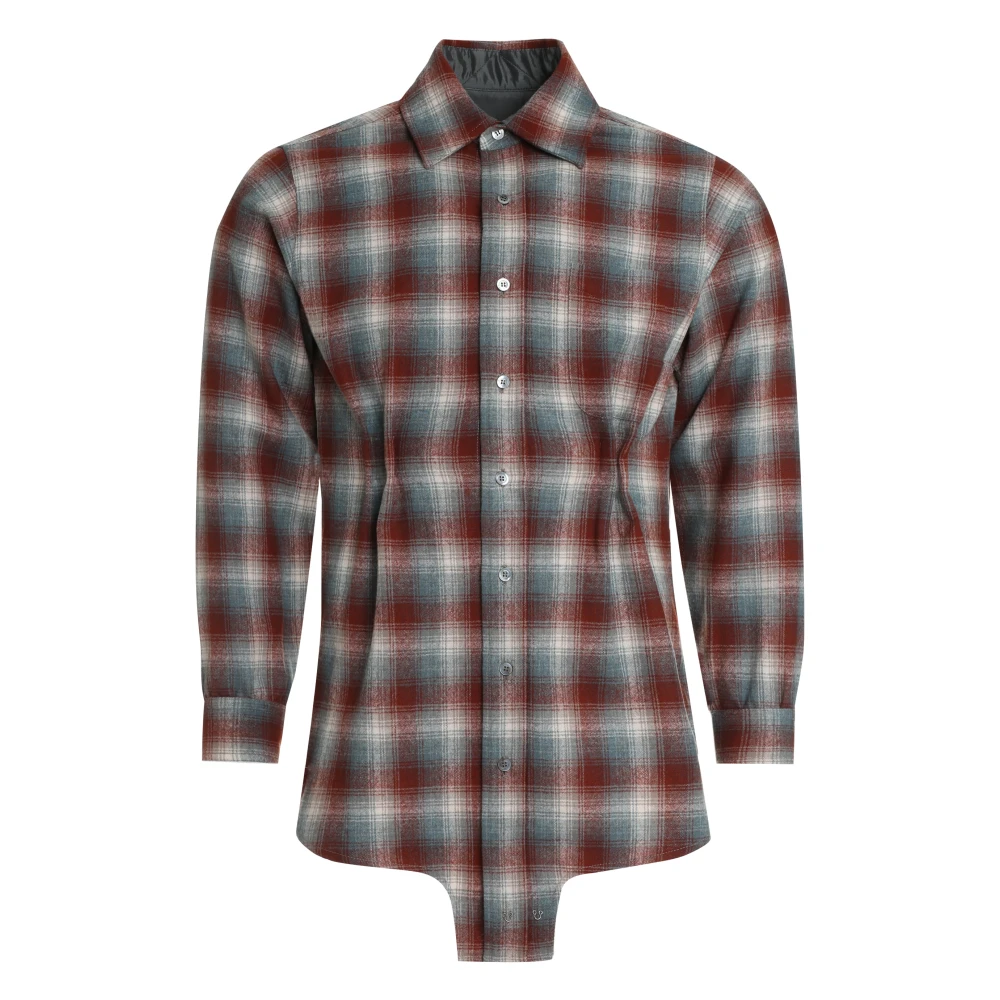 Maison Margiela Geruite wollen overhemd met Pendleton Check Motif Red Heren
