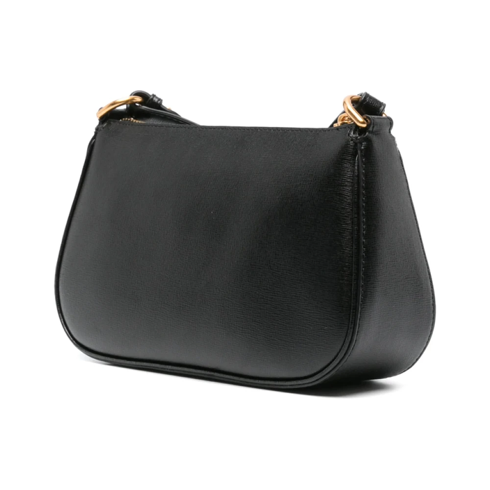 Kate Spade Zwarte Leren Schoudertas met Goudkleurige Accenten Black Dames