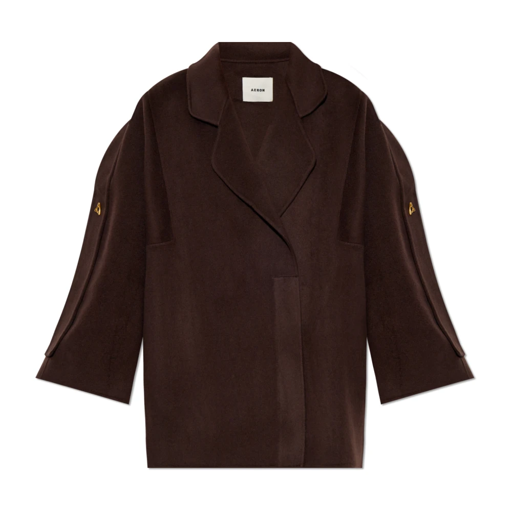 Aeron Wol Zijde Blend Oversized Jas Brown Dames