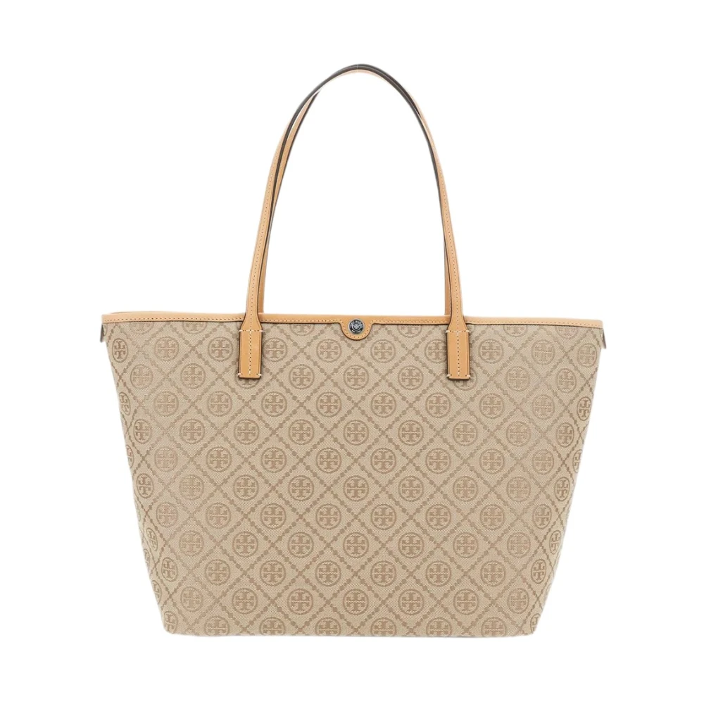 Tory Burch Beige T Monogram Zip Tote - Female - Shopping Bags - One Size - Bags