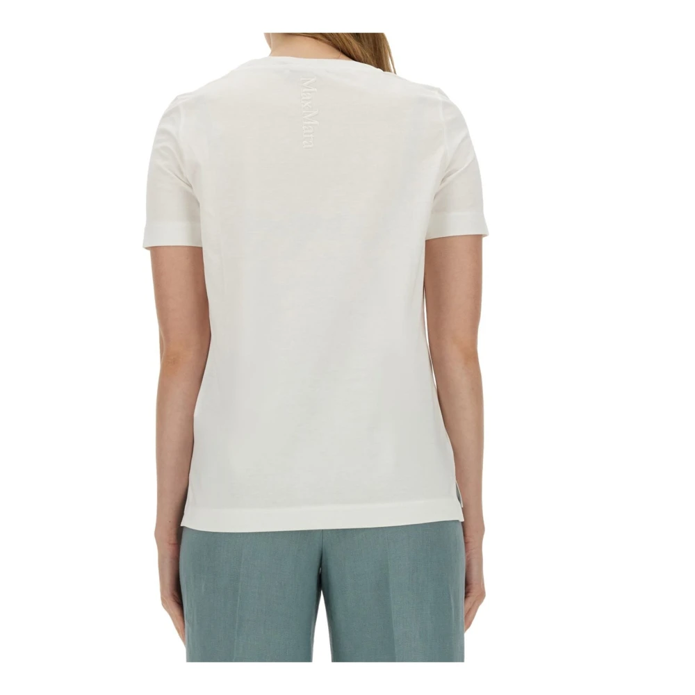 Max Mara Geribbeld V-hals T-shirt White Dames