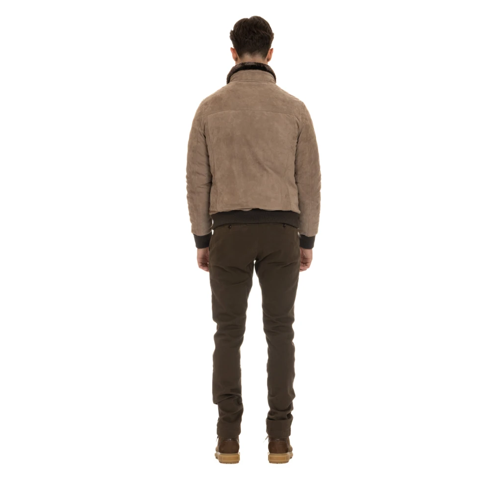 Moorer Duifgrijs Suède Puffer Jas Gray Heren