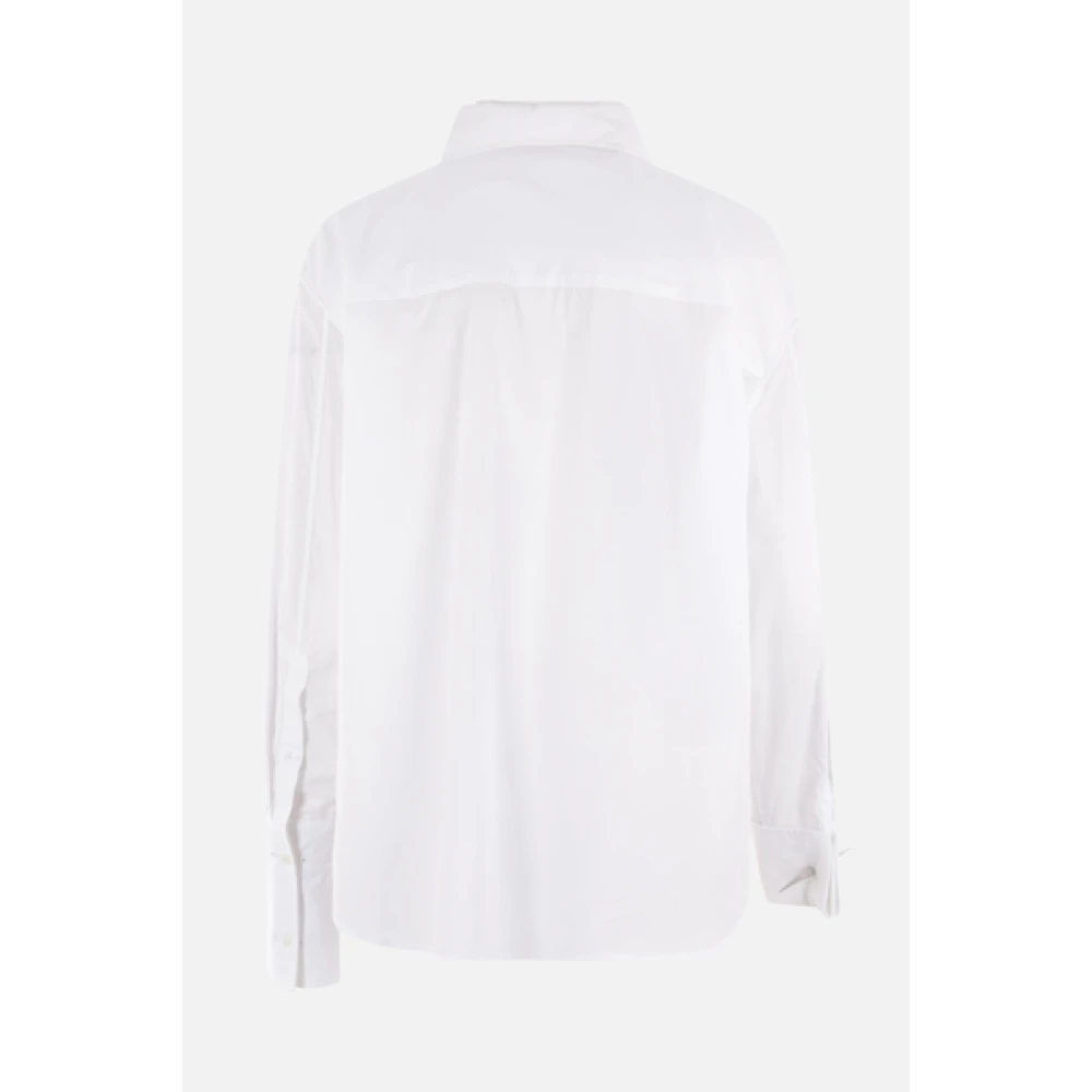 JordanLuca Witte Oversized Shirt met Trompe l'Oeil Kraag White Dames