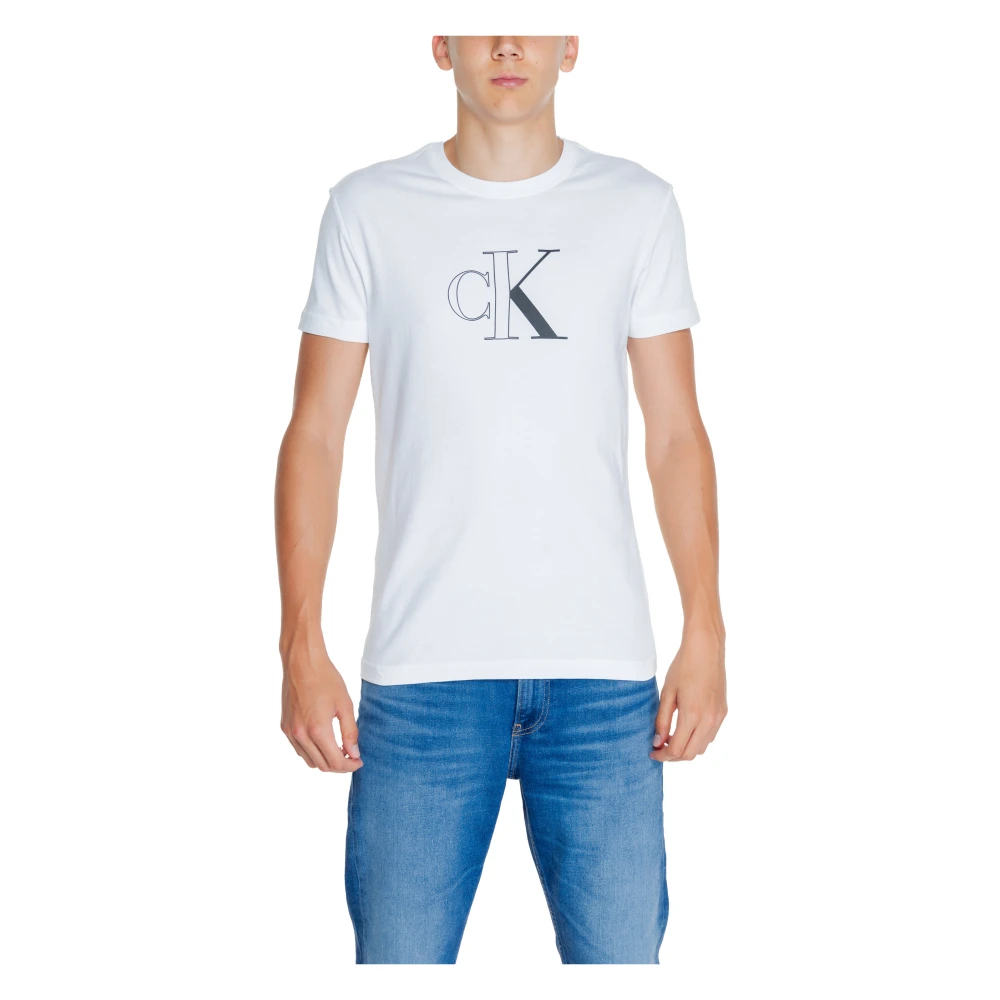 Calvin Klein Jeans Witte T-shirts en Polos met Logo Print White Heren