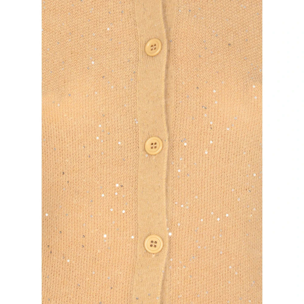 Fabiana Filippi Paillet Beige Vest Ronde Hals Sweater Beige Dames